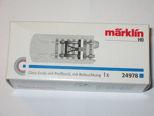 24978 Märklin Gleisende C-Gleis mit Prellbock 77,5 mm + 5 mm, mit Beleuchtung