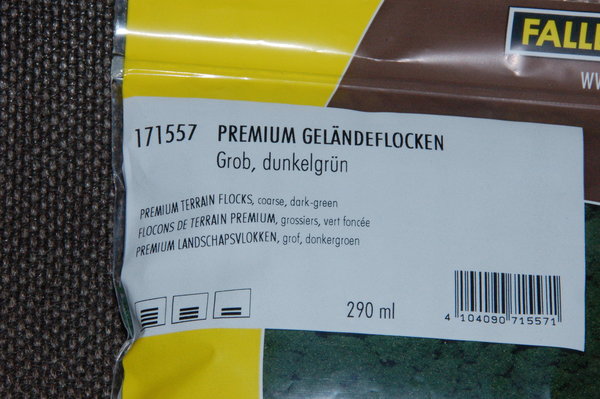 171557 Faller Premium Geländeflocken, grob, dunkelgrün, 290 ml